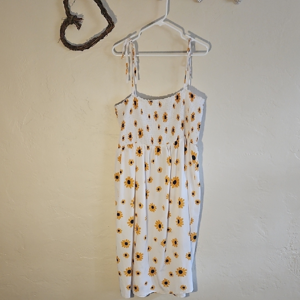 SHEIN White Sunflower Midi Dress